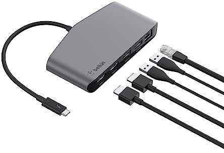 Belkin Thunderbolt 3 Dock Mini with Tethered Thunderbolt 3 Cable - Compatible with Mac OS and Windows USB-C Devices, Black