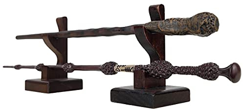 NANGOPOP Zauberstab-Ständer – 2 Etagen aus Holz, Zauberstabhalter für Tischdekoration, hält zwei Zauberstäbe, Braun