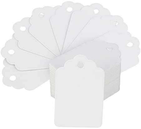 G2PLUS 1000 Stück Kleinen Preisetiketten 32 x 50mm: Weiß Blankoetikett zum Beschriften, Preisschilder für Flohmarkt, Kleidung, Schmuck Display