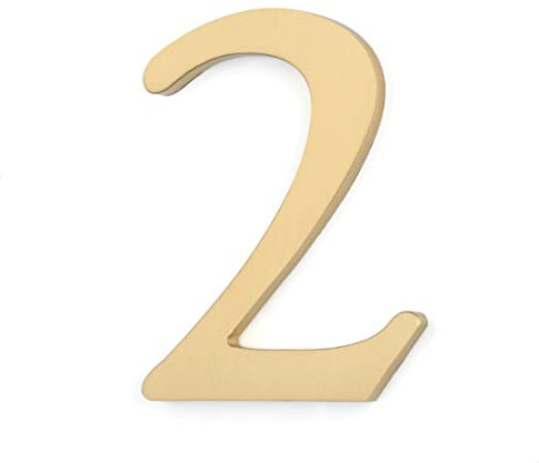 Zayookey Numéro de Maison en Laiton Massif Numéros de Porte de Adresse Élégants 4,5 cm Métal Numéro de Boîte Aux Lettres Autocollant en 3D Brass House Number (2 pouces Door Number 2)