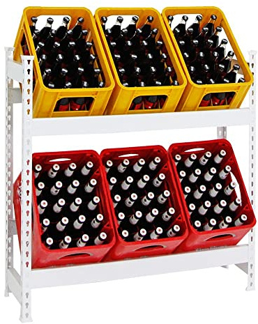 PROREGAL Étagère caisses à Boissons Camel | HxLxP 100x100x30cm | Capacité de Charge 100kg | Blanc | Porte-caisses, Support Bouteilles, Rack à Boissons
