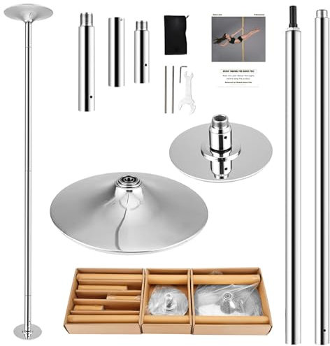 PRIOR FITNESS Stange für Dance Pole, 45 mm, statische und rotierende Modi, verstellbar von 2,23 bis 2,7 m, Widerstand 200 kg, Decke zu Boden, ohne Löcher, geeignet für Fitnessstudio, Party, Studio und