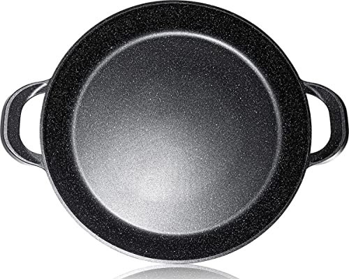 CUILINA Padella per paella – Rivestimento antiaderente tedesco GREBLON Marmorizzato – 36 cm – per induzione e tutti i tipi di fornelli, con manici in silicone rimovibili.