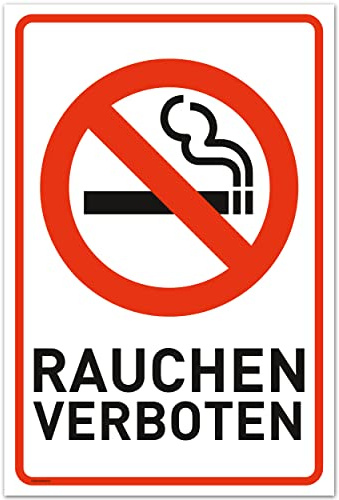 Rauchen Verboten Schild 30x20 cm Kunststoff - UV-Resistent - Für Außen und Innen - Perfekte Alternative zum Nicht Rauchen Aufkleber - Rauchen verboten Schild