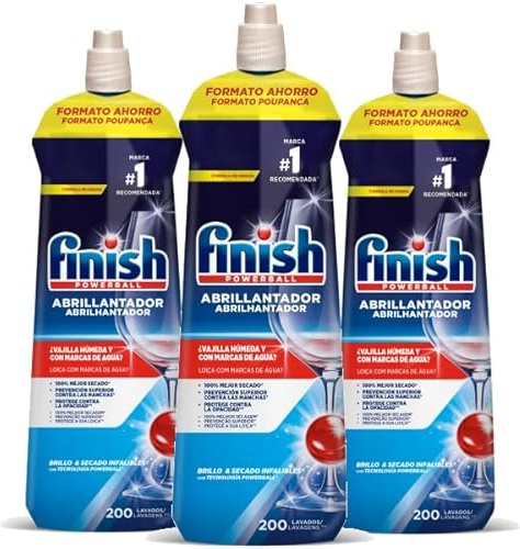 Finish Abrillantador Lavavajillas Regular, 3 botellas de 800 ml, 600 dosis
