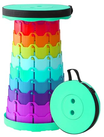 alouweekuky Sgabello Pieghevole Portatile Regolabile in Altezza - Sgabello Plastica Pieghevole per Campeggio, Barbecue, Cucina, Officina, Bambini, Capacità di Carico 200kg