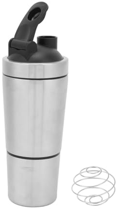 Stainless Steel Protein Shaker Bottle, BlenderBottle with Scale, Double Section Design Shaker Cup for Easy Mixing for Gym Lovers and Teenagers 10.3oz, 591ML