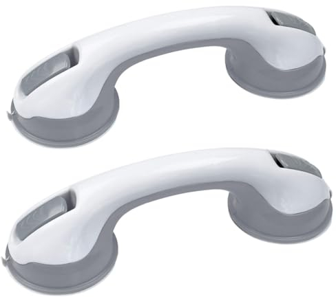 Yuirshion 2 Stück Dusche Ohne Bohren, Duschgriff mit Saugnapf, Haltegriffe für Senioren, Tragbar Badewannengriff für Badewanne Dusche WC