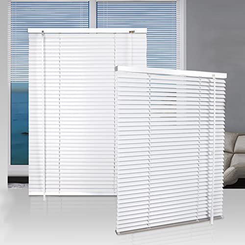 CABINE Alumivenezianische Jalousien Weiß, 25 Mm Metalllatten Horizontale Jalousien Offen/Eng, Wasserdicht/Blackout Roll -Up -Farbtöne/W150*H180Cm
