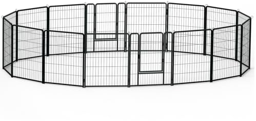 ORHEYA Welpenlaufstall Hundelaufstall Freilaufgehege Welpenauslauf 80cm hoch mit Tür Faltbare Faltbare Freigehege Flexibel Hundezaun für Innen und Outdoor 65 x 80 cm, 16 Stück