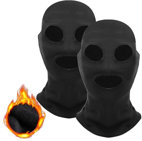 Risipu Maschera invernale a 3 fori per sport all'aria aperta, copertura integrale per sci, passamontagna in pile caldo per adulti, sci, moto, vento, sole, protezione UV, Nero , Taglia unica