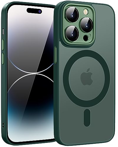 KPPIT for iPhone 14 Pro max case Compatible with MagSafe,Green | Compatible with MagSafe,Translucent Matte,Slim Shockproof