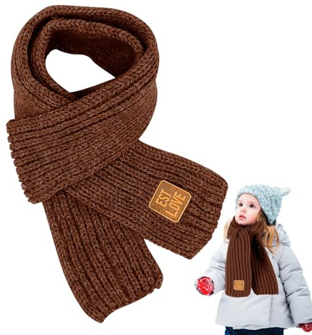 LXYYDS Echarpe pour Enfants, Bébé enfants Écharpe à tricoter, Tricotée Echarpes pour Garçons et Filles, Tout-petits Cache-cou en laine Tricotée, Echarpe pour Bébé, pour enfants de 2 à 10 ans (Coffee)