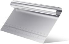 Stainless Steel Pastry Scraper, Dough Scraper Cutter with Measuring Scale, Premium Stainless Steel Dough Scraper with Precise Scales for Pizza Pastry Bread Baking Cream Smoother (Silver