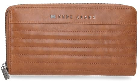 Pepe Jeans Biker Portafoglio con Porta carte di credito Marrone 19,5x10x2 cm Poliestere con dettagli in pelle sintetica by Joumma Bags, marrone, Taglia unica, Portafoglio con porta carte di credito