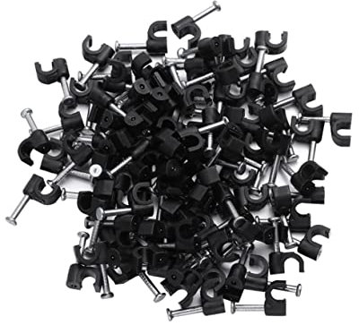 KOMBIUDA 100 Piezas Tarjeta De Alambre Cubrir Sujetadores Clips De Cable De Uñas Arreglar Grapas De Cable Abrazadera Saburral Soporte Del Cable Tachuelas De Cordón Teléfono Portavoz Negro