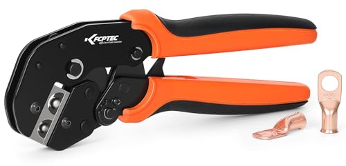 KF CPTEC Cable Lug Crimping Tool for Heavy Duty Wire Lugs, Battery Terminal, Copper Lugs AWG 6 & 4 (16mm²/25mm²)
