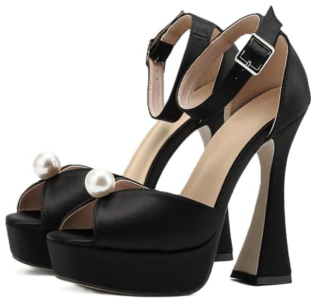 Plattform för kvinnor högklackade pumptjocka skor med ormblommig enfärgad fjäril glitter stilettos spänne gotisk elegant sexig för jeans klänning fest dejting bröllop alla hjärtans dag halloween, 19b