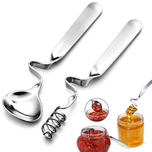 2 cucchiai da miele e cucchiaino da marmellata in acciaio inossidabile – cucchiaio miele inossidabile, piccolo cucchiaio da dessert e cucchiaino da caffè, pratico gancio per appendere, lavabile in