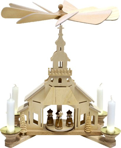 alles-meine.de GmbH Holz Bastelset 3-D - Pyramide Kirche - komplett ausgesägt Natur Selbstbausatz/zum selber basteln - Echt Erzgebirge - Handarbeit aus Deutschland - Deko für W..