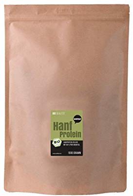 Wohltuer Bio Hanfprotein mit 50% Protein + raw + Schonend vermahlen + In Rohkost Qualität + Anbau, Vermahlung und Abfüllung in Deutschland + 1000g + Natur pur ohne Zusätze