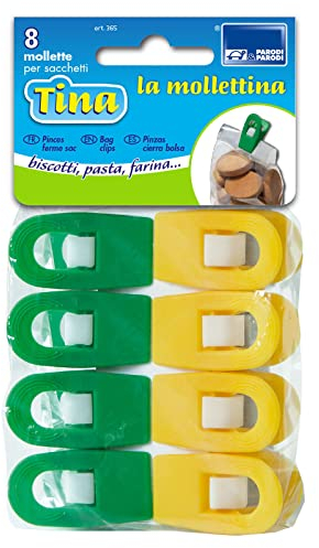 PARODI & PARODI Tina Mollettina Chiudi Pacco e Pacchetti, Giallo/Verde, 10x17x3 cm, 8 unità