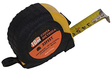 Vetrineinrete® Metro flessibile a nastro in acciaio flessometro da 3 5 7.5 10 metri retraibile avvolgibile sistema di bloccaggio con laccetto e gancio per cintura tasca 91822 (10 Metri) G37