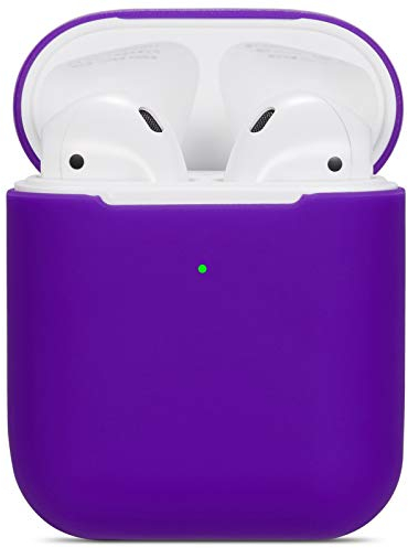 Custodia per Airpods compatibile con Watruer, custodia protettiva in silicone morbido ultrasottile antiurto con accessori di protezione antiscivolo per Apple Airpods 2 e 1 custodia di ricarica - viola