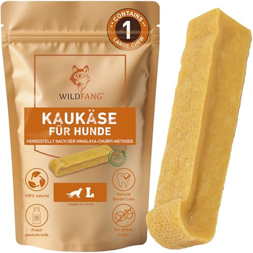Wildfang® Fromage de Yak, Jouet pour Chien à Mâcher, L (env. 101g) pour Chiens de 25 à 45 kg – Bâtonnet Dentaire, Dureté Fromage de l'Himalaya, Churpi, Friandise d'Éducation Chiot et Chien, Lot de 1