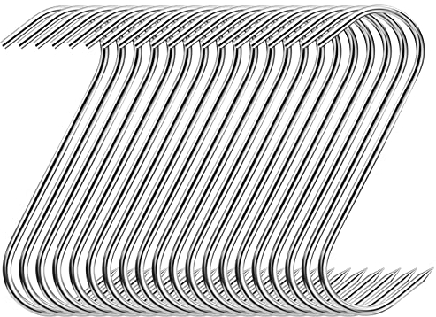 Xionghonglong 20 Piezas Ganchos de Carne de Acero Inoxidable, Gancho S, Ganchos Carnicero, Ganchos Cocina, Ganchos en S, para Barbacoas, Carnes, Salchichas, Mariscos, Verduras y Suministros Inactivos