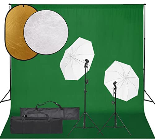 vidaXL Fotostudio-Set mit Beleuchtung, Hintergrund und Reflektor, Studio-Kit, Tageslicht-Lampe, Studio-Beleuchtung-Set, Studio-Licht, Fotografie-Licht