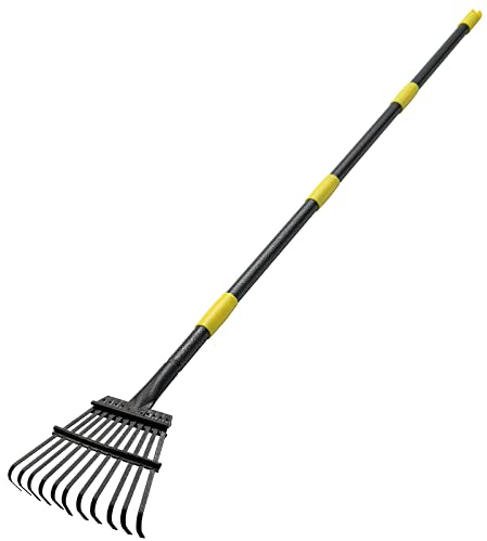 Rake for Leaves, Heavy Duty Small Leaf Rakes for Lawns & Yard with 60” Length 8.5” Width 11 Metal Tines, Lightweight Gardening Rake for Women Men Kids for Shrub,Grass,Mulch