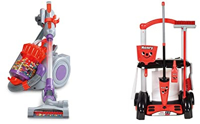 Casdon Dyson DC22 Vacuum Cleaner | Toy Dyson DC22 Vacuum Cleaner & Henry Cleaning Trolley | Henry-Inspired Toy Cleaning Trolley For Children Aged 3+ | Wheels Around From Room To Room!