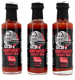 Salsa Picante de Pimiento Rojo y Chile Trinidad Moruga Scorpion 3x100ml, La Parcela, Origen España, Comprar Salsa Picante, Hecha Con Producto Fresco De La Huerta,
