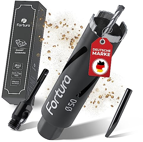 Fortura® Kernbohrer/Bohrkrone Ø32-162mm / 200mm Länge/SDS Plus/Dosenbohrer/Diamantbohrkrone/Bohrkrone Steckdose/Kernlochbohrer/Diamant(Ø50x200mm)