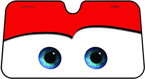 geugecy Parasol para coche, parabrisas delantero, cartón, 130 x 70 cm, con ventosa, ojos grandes, parasoles para autoprotección para el sol, interior, rojo