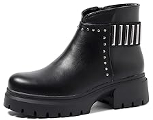 QUEEN HELENA Botas Bajas Botas con Tachuelas para Mujer X29-70 Negro, 36 EU
