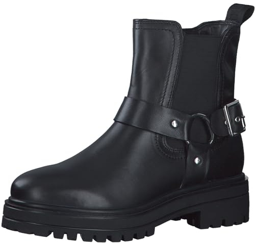 s.Oliver Damen Chelsea Boots aus Leder mit Schnalle, Schwarz (Black), 41 EU