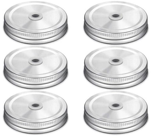 6 Stück Schraub Deckel Metall, Einmachdeckel,Wiederverwendbare Einmachdeckel, Marmeladengläse Deckel, Getränkedosen Verschluss,Auslaufsichere Ersatzdeckel, für Getränke und Lebensmittelaufbewahrung