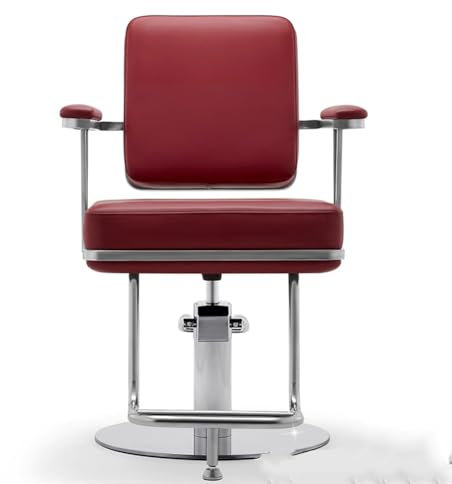 IBOWZ Friseurstuhl Friseursessel Salon-Friseurstuhl, 360 ° drehbarer Salonstuhl, Beauty-Friseurstuhl, schmutzabweisendes Leder, Beauty-Spa-Ausrüstung, Salonstuhl für Friseurinnen, Rot