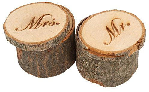 Osmond 2 Stück Mr und Shabby Chic Rustikaler Ring für Hochzeit Kissen Box aus