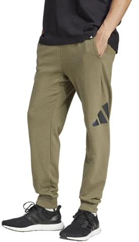 Adidas Mens Essentials Big Logo French Terry Sportswear Pants, Olive Strata/Black, X-Small