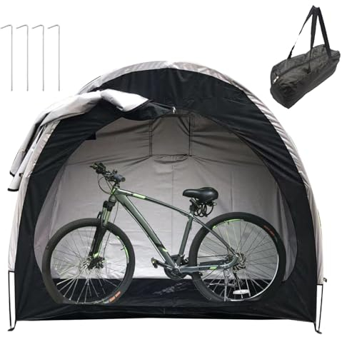 Tienda de Almacenamiento para Bicicletas, Cobertizo Portátil Resistente al Agua, Tela Oxford 210D, con Bolsa de Almacenamiento (Black)