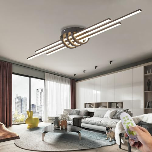 WERSVG L110cm LED Deckenleuchte Schwarze Modern Wohnzimmerlampe mit Fernbedienung Dimmbar Flur Deckenlampe Decken Beleuchtung Design Schlafzimmer Licht Arbeitszimmer Restaurant Lampen Büroleuchten