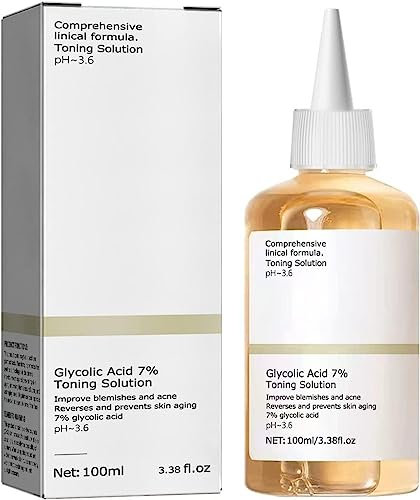 Glycolic Acid 7% Toning Resurfacing Solution, Glycolic Acid 7% Lösung Beruhigender Gesicht, Glycolic Acid Toner, Feuchtigkeitsspendend, Reinigend, Toner für Hautunreinheiten und Akne, 100 ml