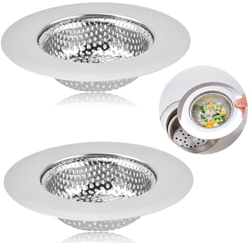 2 filtri di scarico per lavello in acciaio inox (9 x 4,5 x 2 cm)