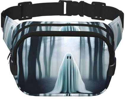 SpookySpecters Square Double-Layer Hüfttasche für Outdoor-Aktivitäten wie Sport, Reisen, Wandern, Radfahren, Schwarz , Einheitsgröße