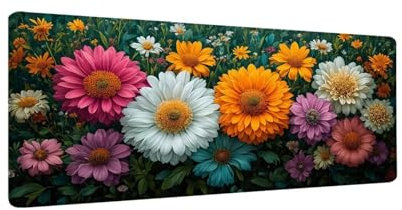 Tapis de Souris Chrysanthèmes colorés 1500x800x3 mm Grand Tapis Souris XXL, Tapis de Souris Gamer Gaming Accessoire, Gaming Tapis de Souris, Haute précision et Vitesse, pour Tous Claviers Decor W-43