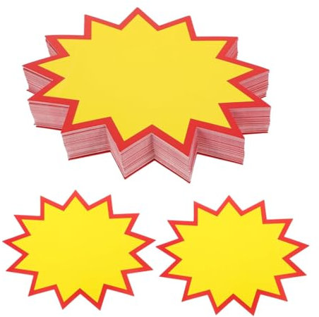 SGERUFZ 50 Pcs Étiquette de Vente au Détail en Papier Étiquette de Prix Accrocheur Étoile Vente Prix Étiquette pour Faveurs Magasin Détail 17 * 13cm