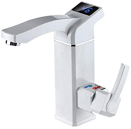 Water-Tap,Single Handle with Led Temperature Display Kitchen Sink Tap, 3000W Fast Heating Electric Water Taps, Basinxer Faucet
